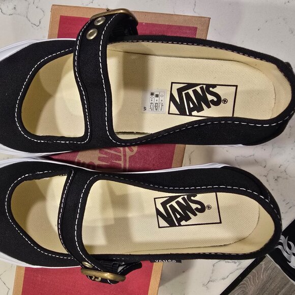 Vans NEW Mary Jane Sneakers Black/White Womens Size US 8.5 Ballet Slipper NEW - Picture 8 of 10